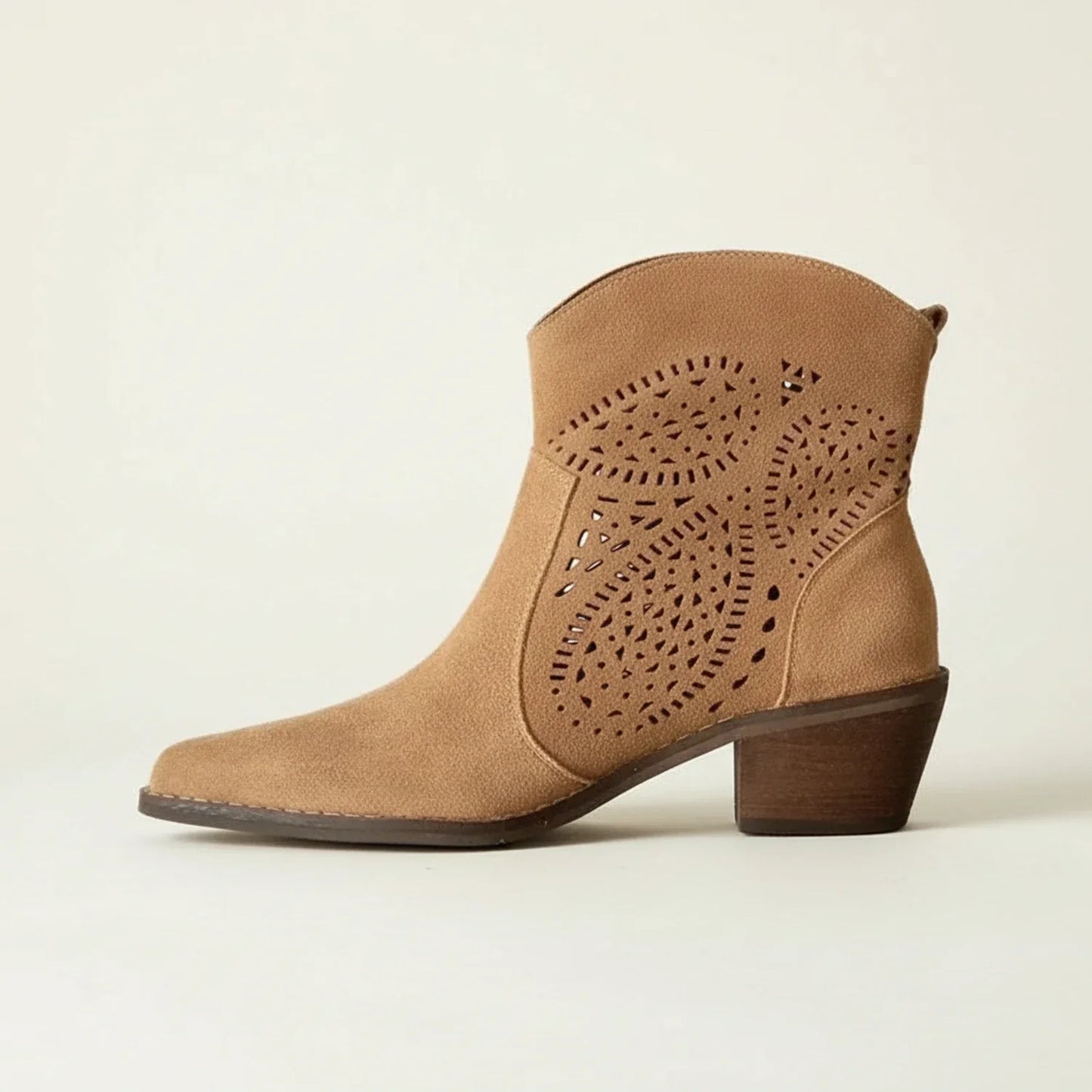 Luvrefashion | Ladies' Pointed Toe Booties in Brown - detail view