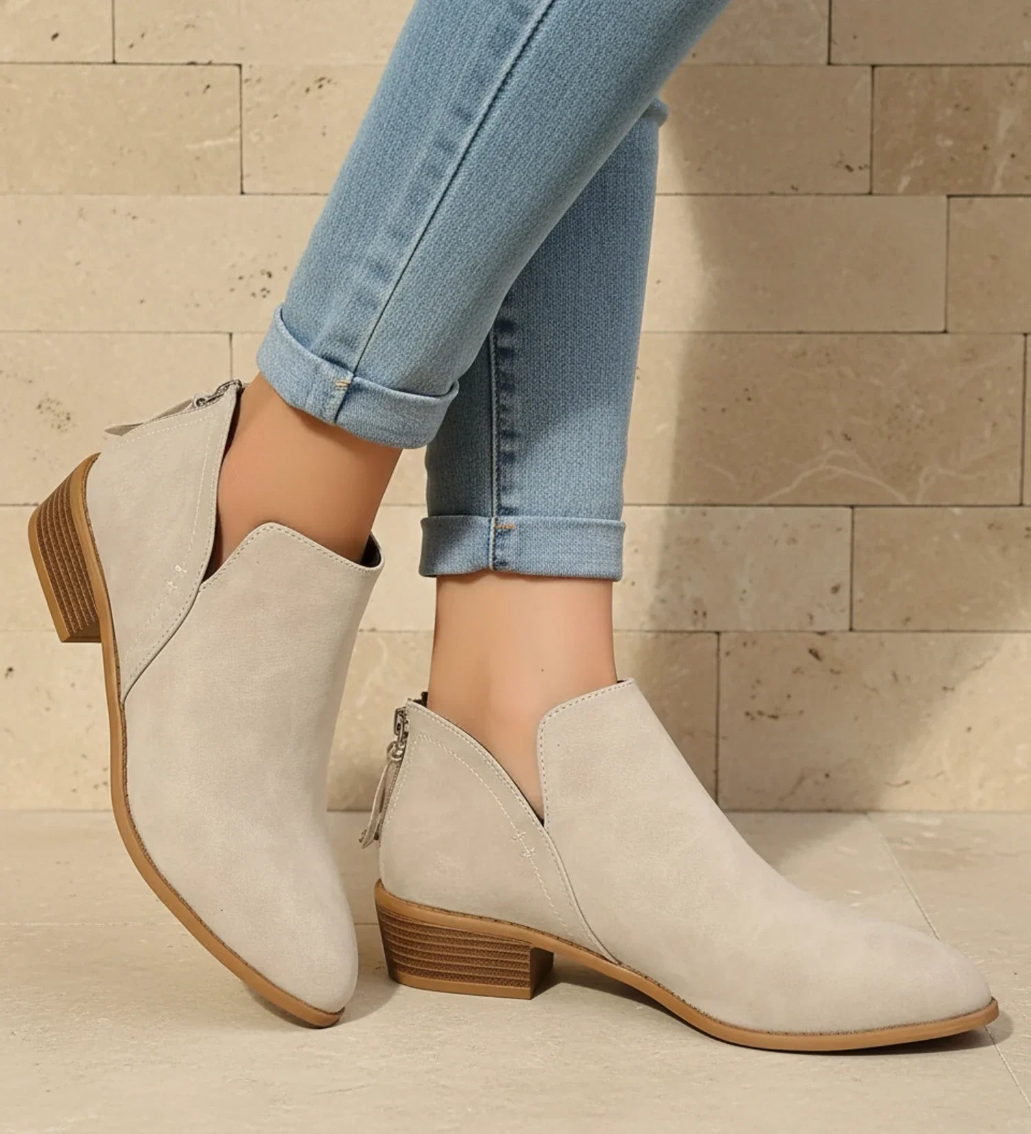 Luvrefashion | Pointed Toe Ankle Boots for in Green - side view