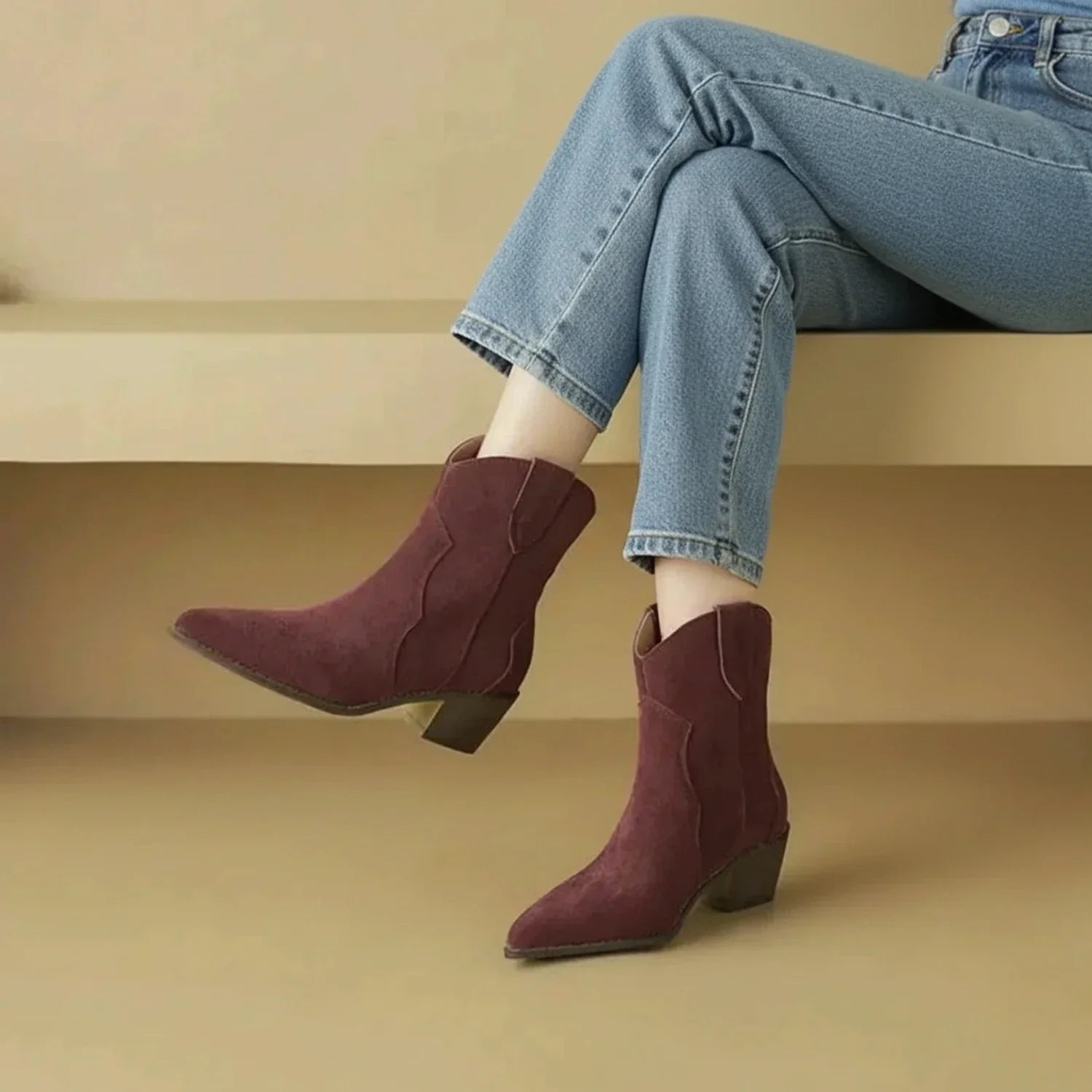 Luvrefashion | Ladies' Pointed Toe Booties in Brown - image 6