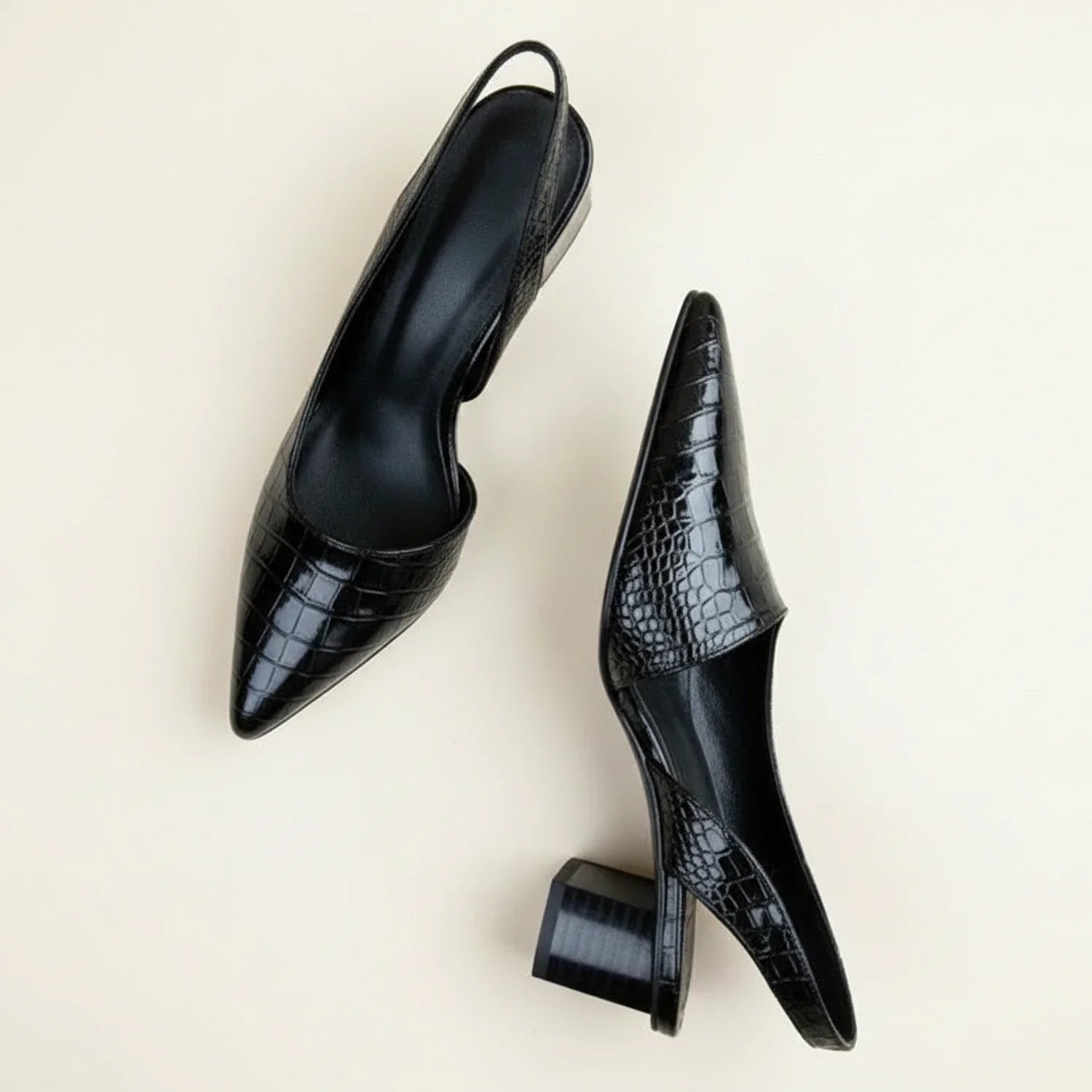 Luvrefashion | Chic Slingback Heels for in Black - side view