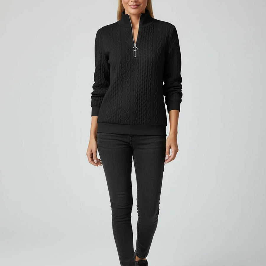 Luvrefashion | Ladies' Quarter Zip Pullover Sweater in White - image 9