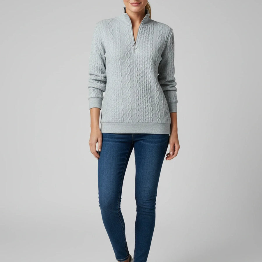 Luvrefashion | Ladies' Quarter Zip Pullover Sweater in White - image 6
