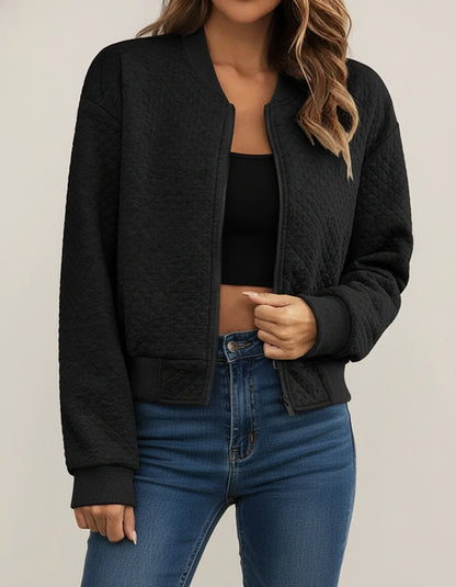 Luvrefashion | Quilted Bomber Jacket for in Black - side view