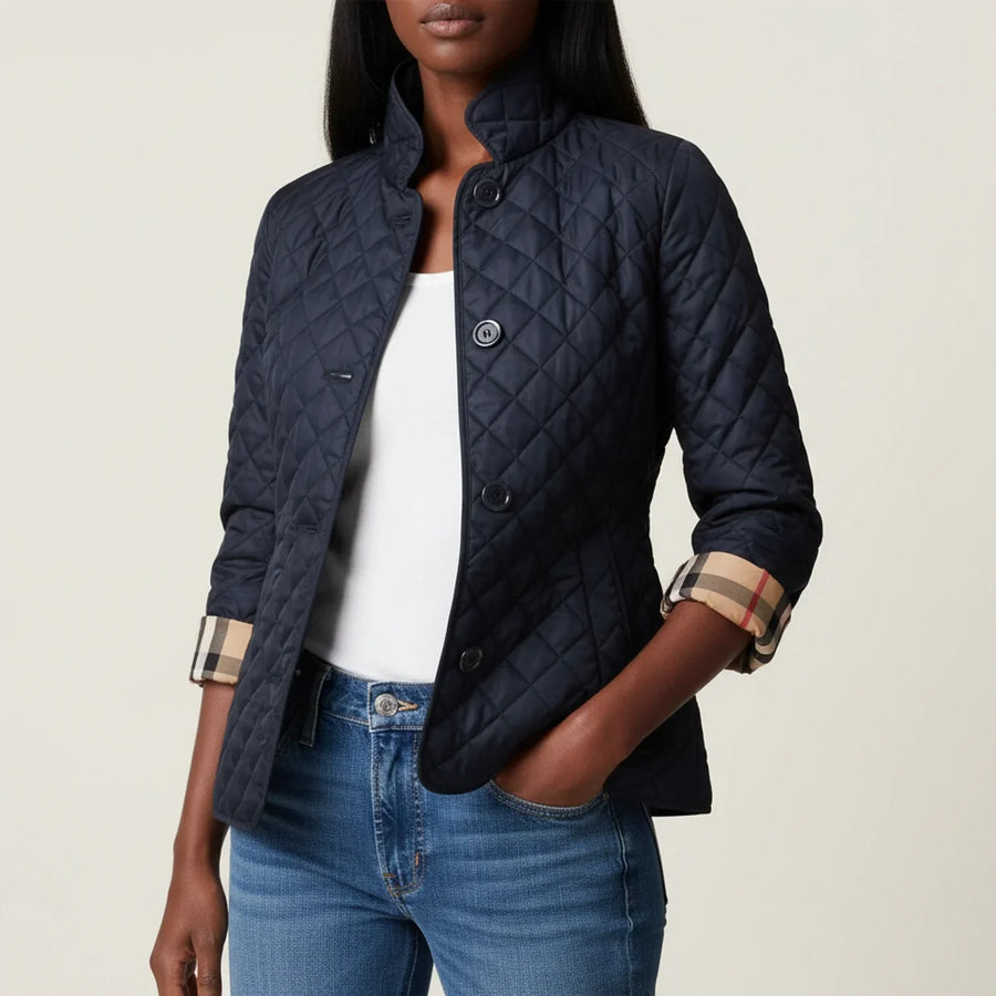Luvrefashion | Quilted Jacket with Collar for in Khaki - back view