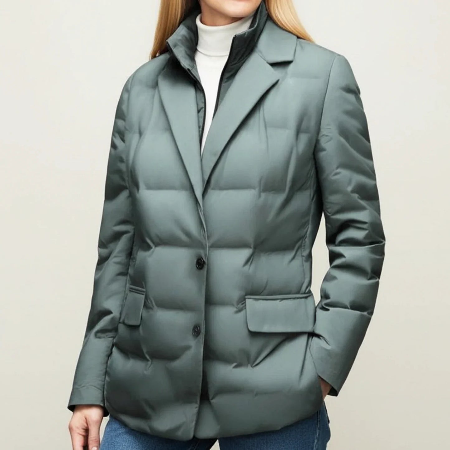 Luvrefashion | Quilted Winter Blazer Jacket in Black - back view