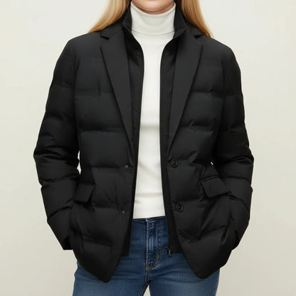 Luvrefashion | Quilted Winter Blazer Jacket in Black - side view