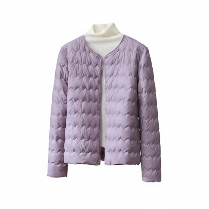 Luvrefashion | Collarless Quilted Puffer Jacket for in Beige - styled look
