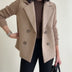 Chaqueta blazer de punto de doble botonadura para mujer - Khaki