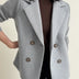 Chaqueta blazer de punto de doble botonadura para mujer - Gray