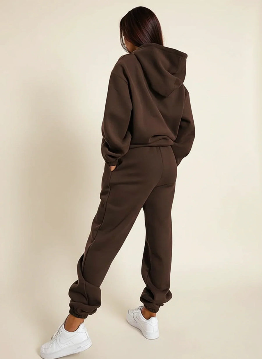 Luvrefashion | Ladies' Hoodie and Jogger Ensemble in Black - side view