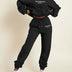 Conjunto de sudadera con capucha y pantalón de chándal para mujer - Negro