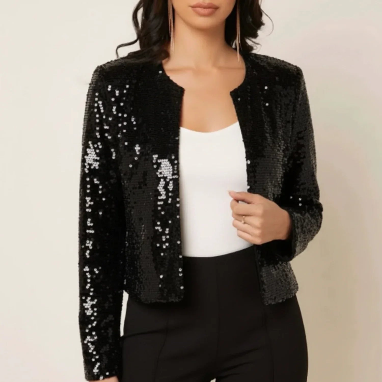 Luvrefashion | Sequin Embellished Evening Jacket for in Gold - back view