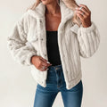 Chaqueta de oso de peluche cómoda para mujer