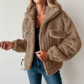 Chaqueta de oso de peluche cómoda para mujer