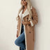 Abrigo largo de invierno de borreguito para mujer - Khaki