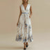 Vestido midi acampanado floral para mujer - Blanco