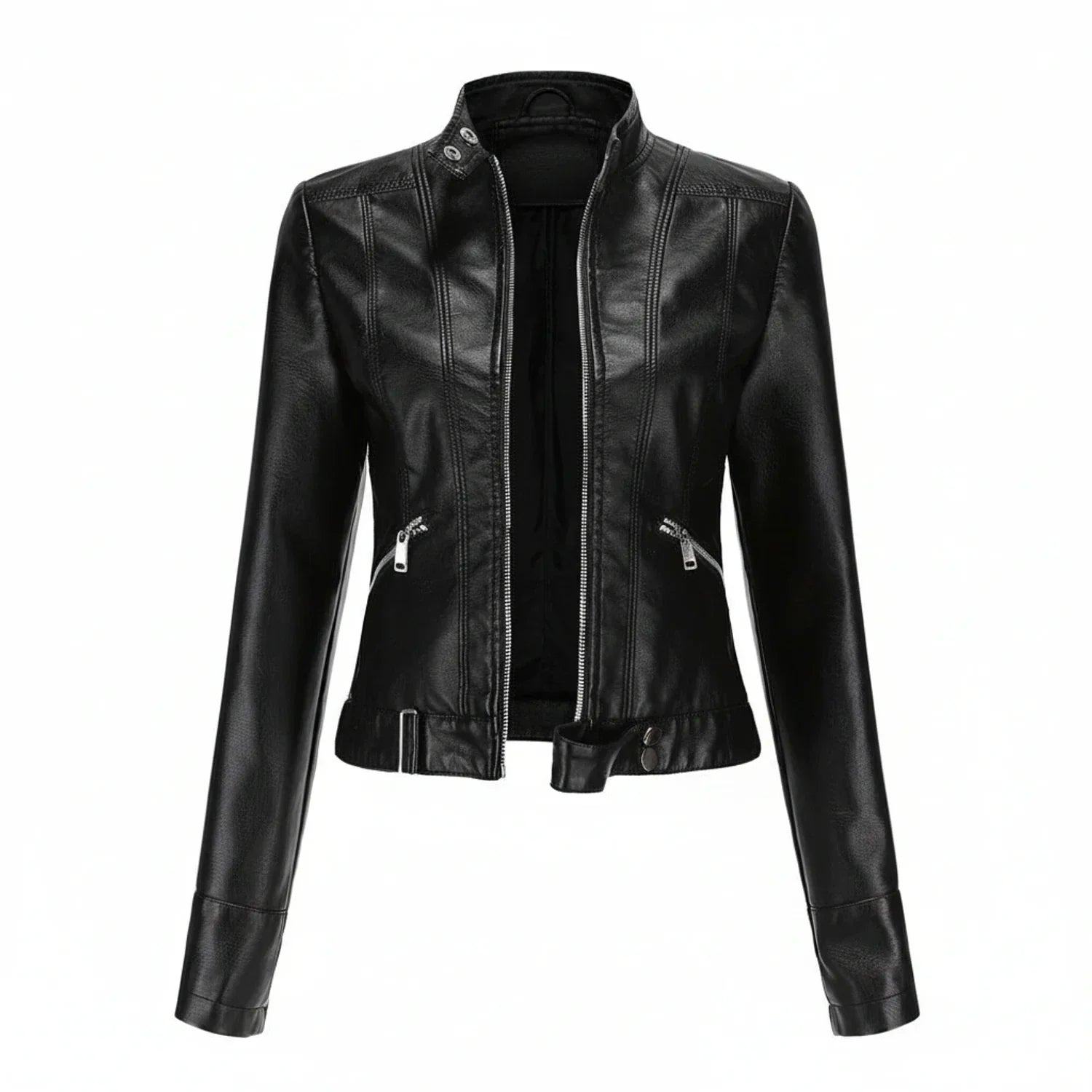 Luvrefashion | Tailored Biker Jacket in Black - front view