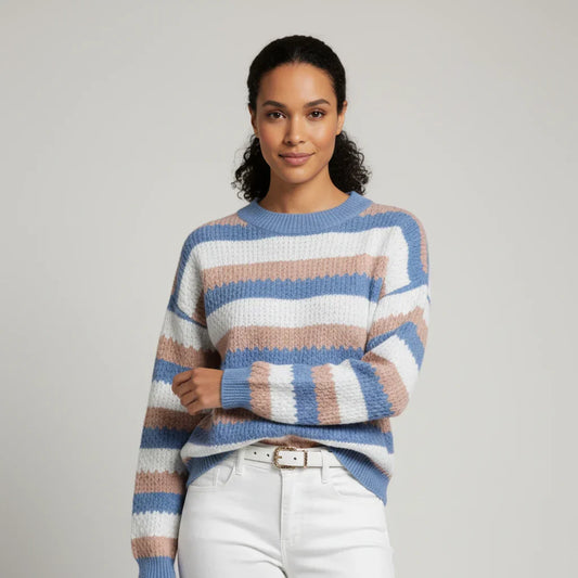 Luvrefashion | Striped Sweater for in Blue - front view