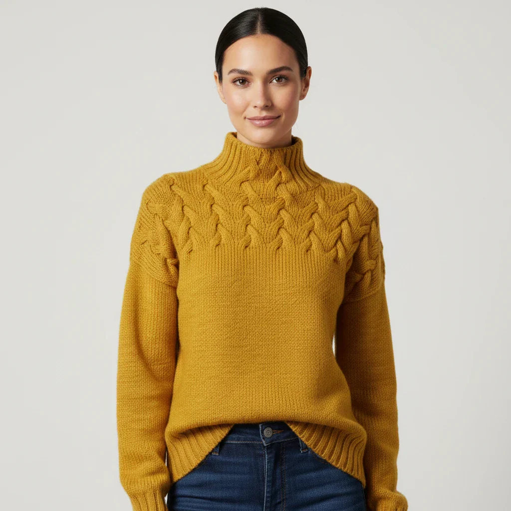 Luvrefashion | Ladies' High Neck Pullover Sweater in Brown - image 7