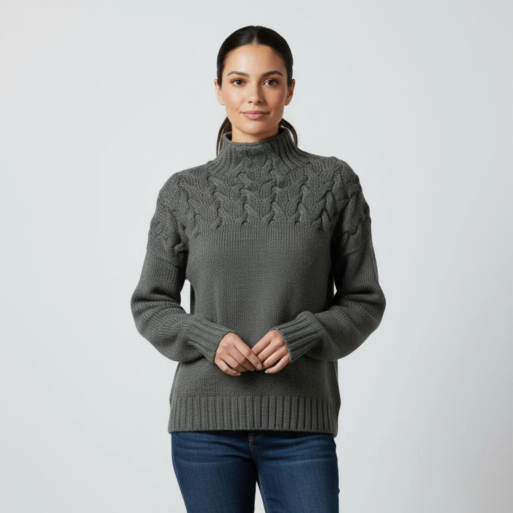 Luvrefashion | Ladies' High Neck Pullover Sweater in Brown - image 10