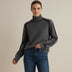 Suéter de cuello alto con ribete en contraste para mujer - Gris