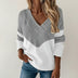 Jersey de pico para mujer con diseño de bloques de color - Gris