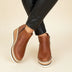 Botines de cuña de piel para mujer - Marrón