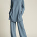 Conjunto de pantalón de pernera ancha y ajuste relajado para mujer - Azul