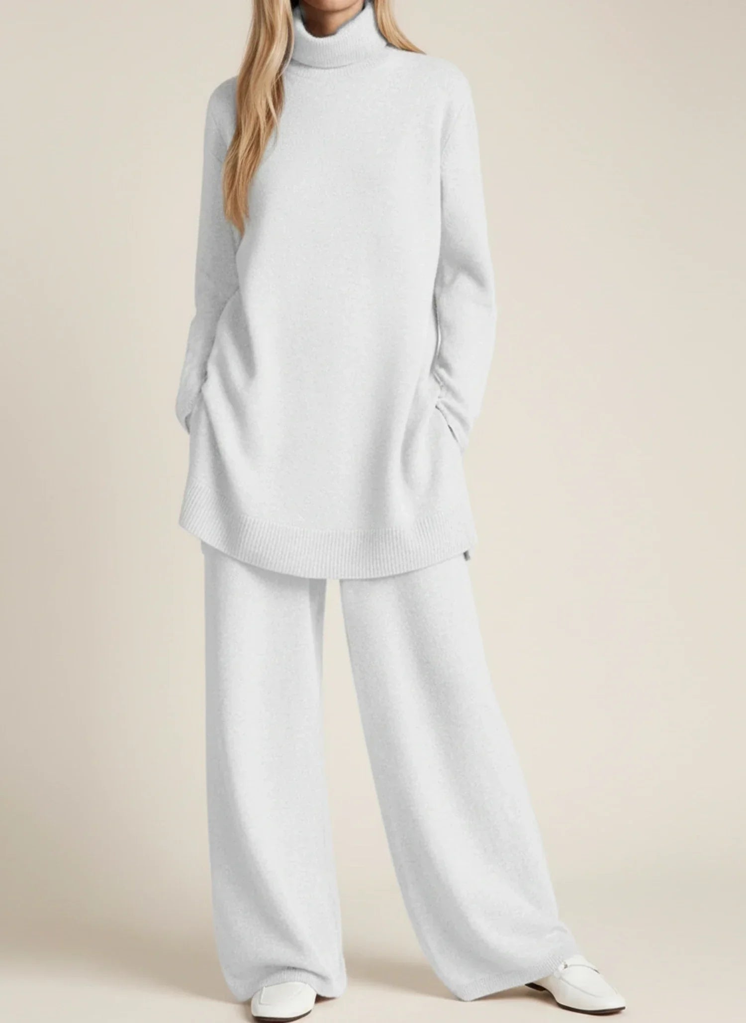 Luvrefashion | Relaxed Fit Wide Leg Pants Set for in Black - side view
