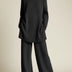 Conjunto de pantalón de pernera ancha y ajuste relajado para mujer - Negro