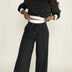 Conjunto de pantalones de pernera ancha para mujer - Negro