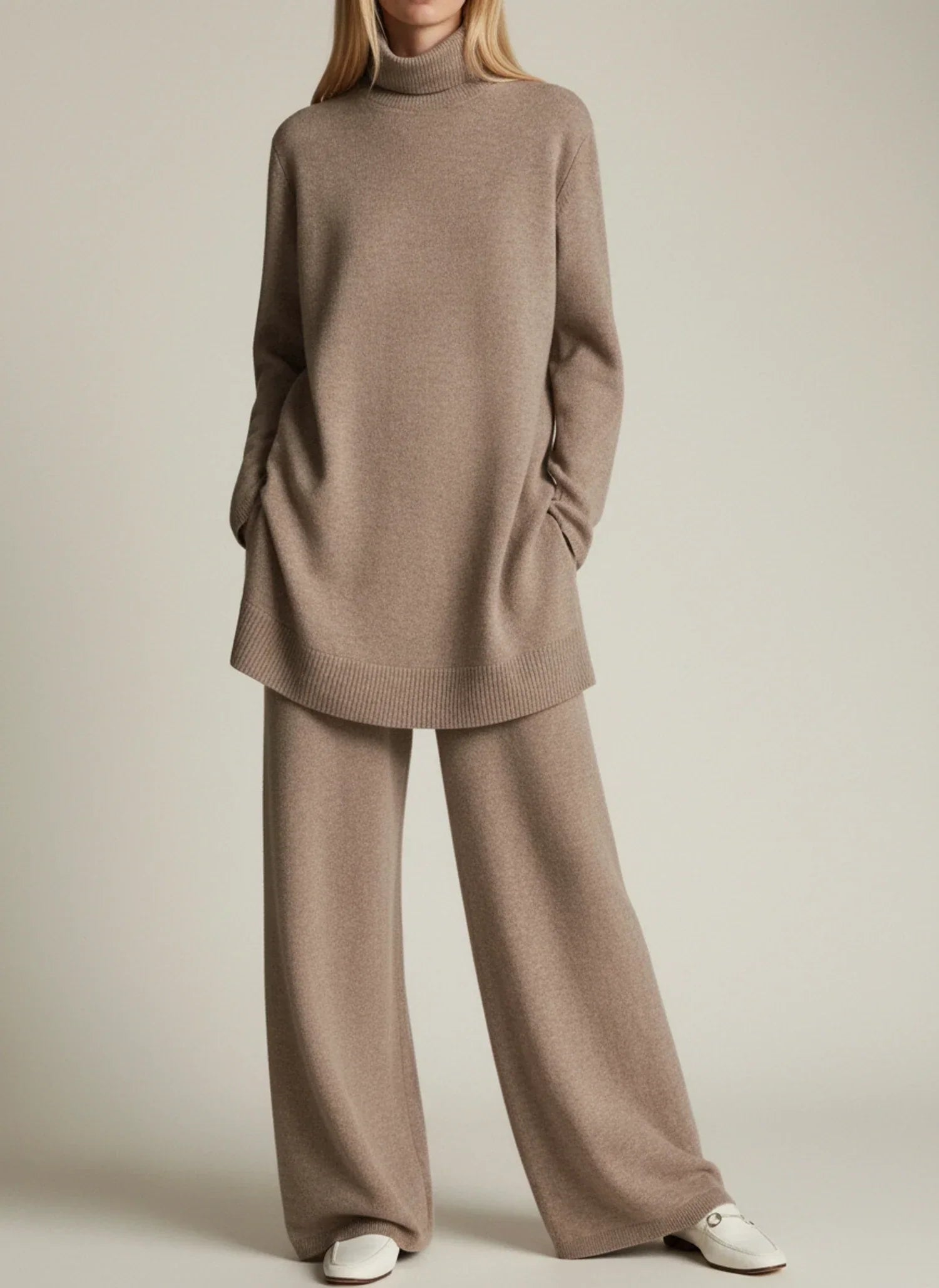 Luvrefashion | Relaxed Fit Wide Leg Pants Set for in Black - detail view