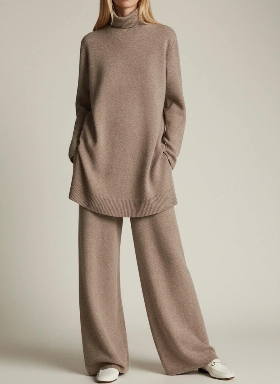 Luvrefashion | Relaxed Fit Wide Leg Pants Set for in Black - detail view
