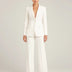 Elegante conjunto sastre de blazer largo para mujer - Blanco