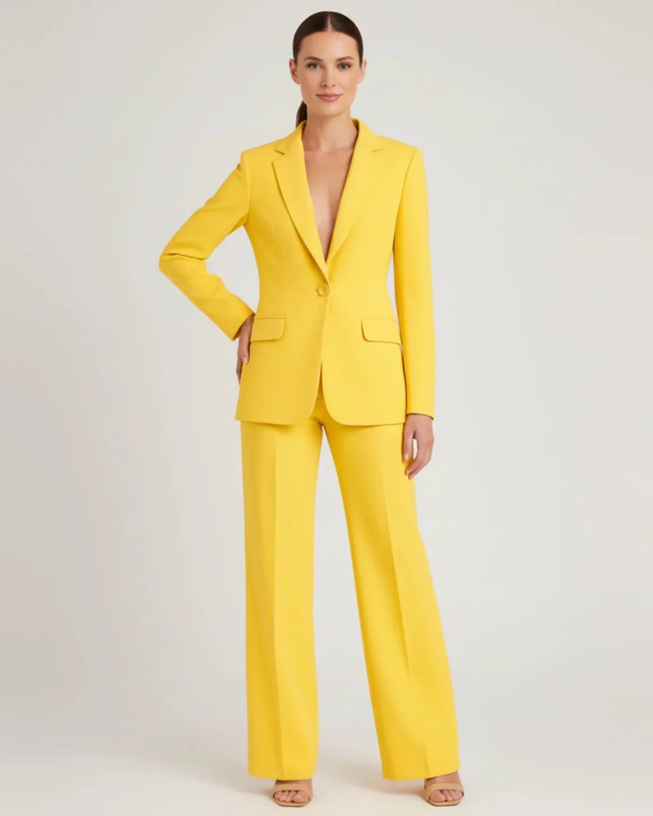 Luvrefashion | Elegant Tailored Long Blazer Suit Ensemble in White - image 11