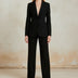 Elegante conjunto sastre de blazer largo para mujer - Negro