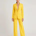 Elegante conjunto sastre de blazer largo para mujer - Amarillo
