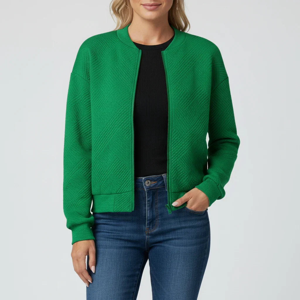 Luvrefashion | Zippered Jacket in Blue - back view