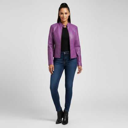 Luvrefashion | Ladies' Motorcycle Biker Jacket with Zippered Pockets in Black - image 9