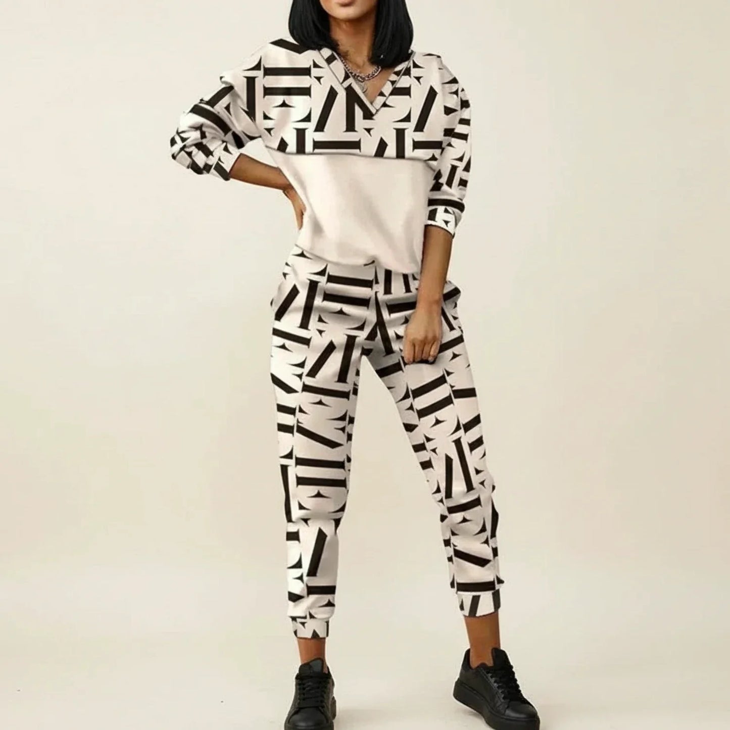 Luvrefashion | Jogger Set Two Piece Outfit in Black - side view