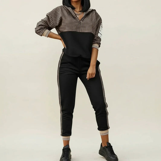 Luvrefashion | Jogger Set Two Piece Outfit in Black - front view