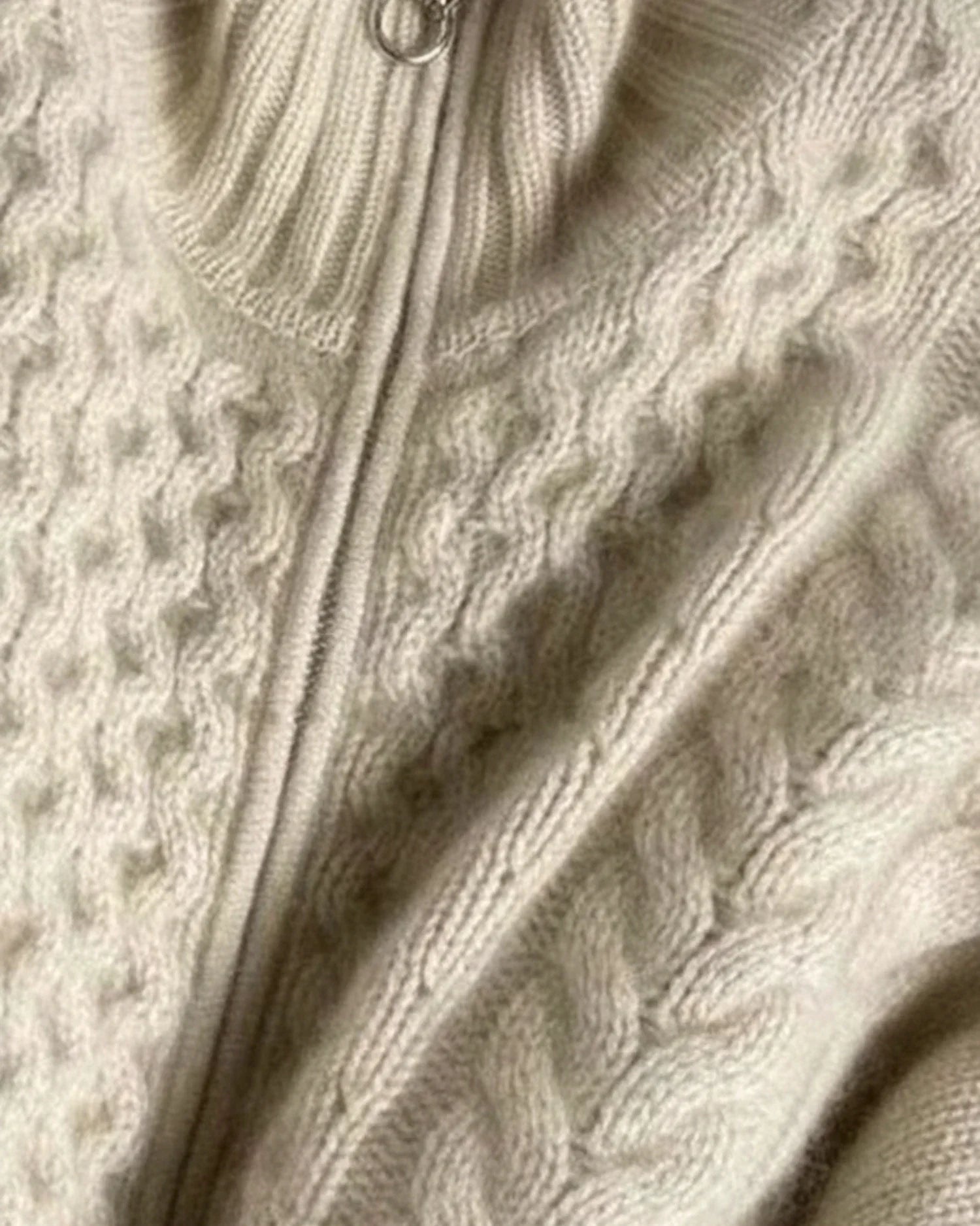 Luvrefashion | Zippered Knit Sweater for in Beige - side view