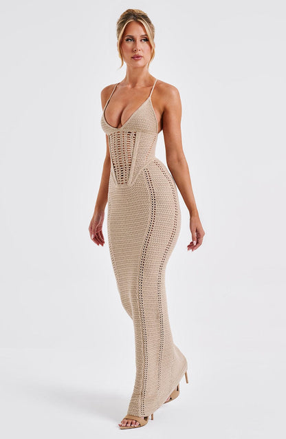 Vestido largo de verano Sophia Beige