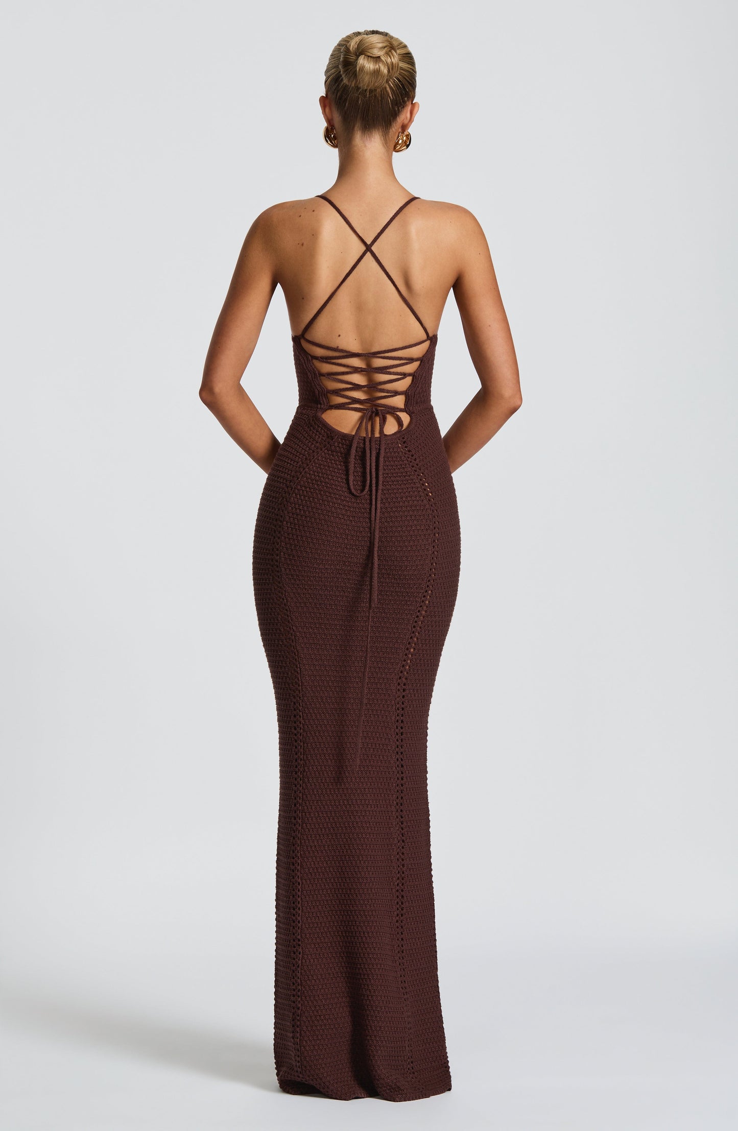 Vestido de verano maxi Sophia en color ciruela tostado