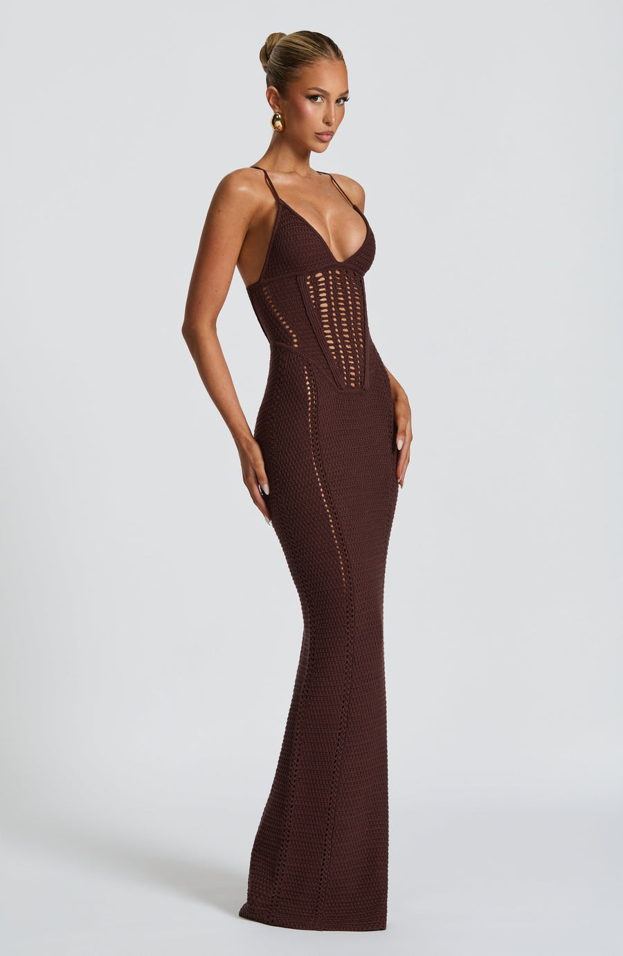Vestido de verano maxi Sophia en color ciruela tostado