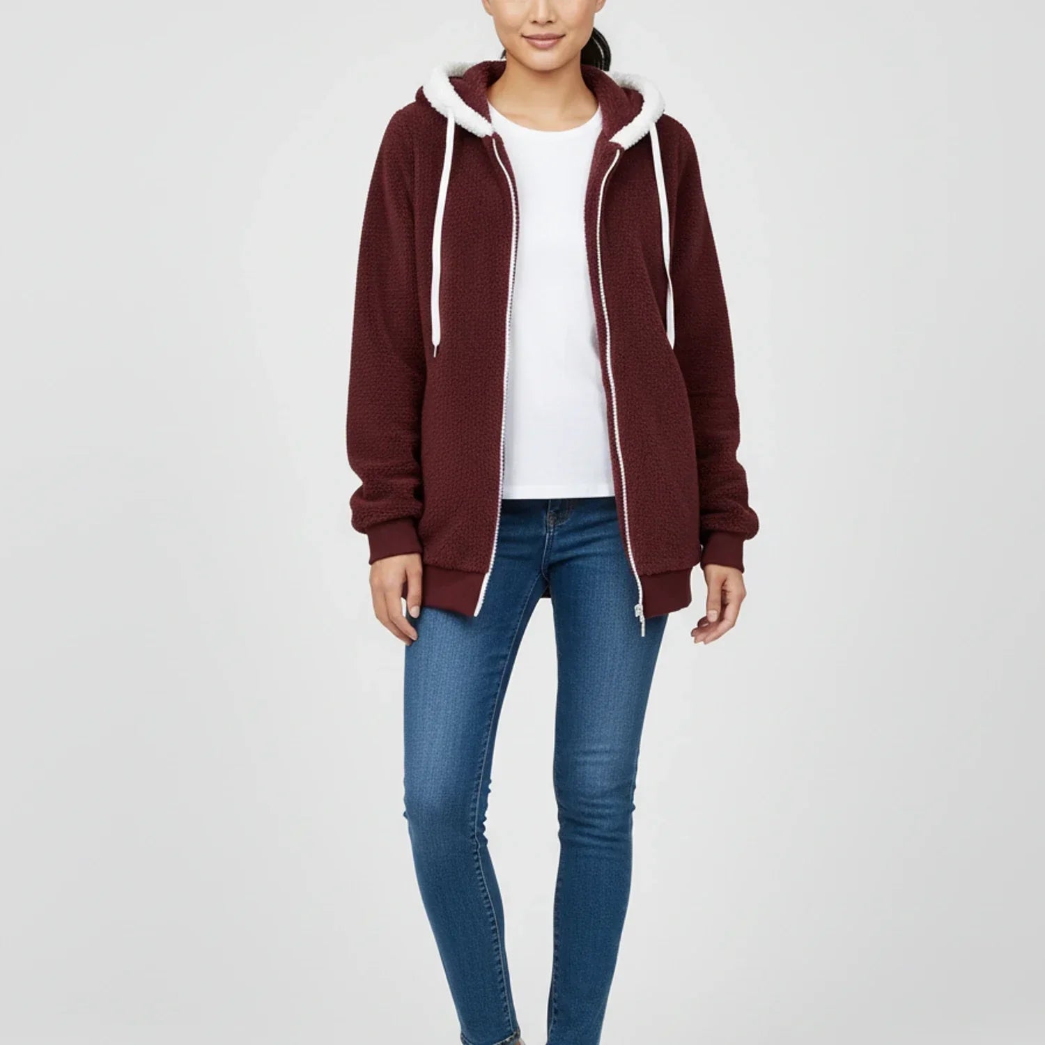 Luvrefashion | Ladies' Zip Up Hooded Sweater in Black - image 9