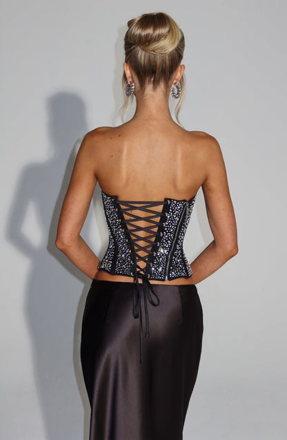 Top corsé negro Sophia para la moda de verano