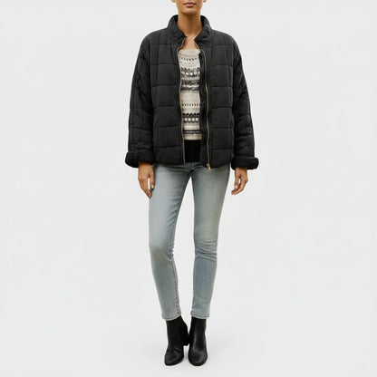 Luvrefashion | Ladies' Quilted Flight Jacket in Green - detail view